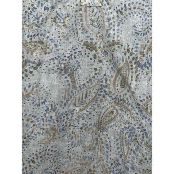 Rachel Ashwell 100% Linen Shirt Dress 3X Paisley Print White Green Blue Tan - Picture 5 of 10